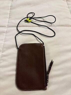 Brown Leather Crossbody Neck Wallet - Women's Travel Pouch